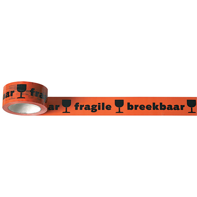 Tape versterkt 50mmx66m oranje -Breekba-