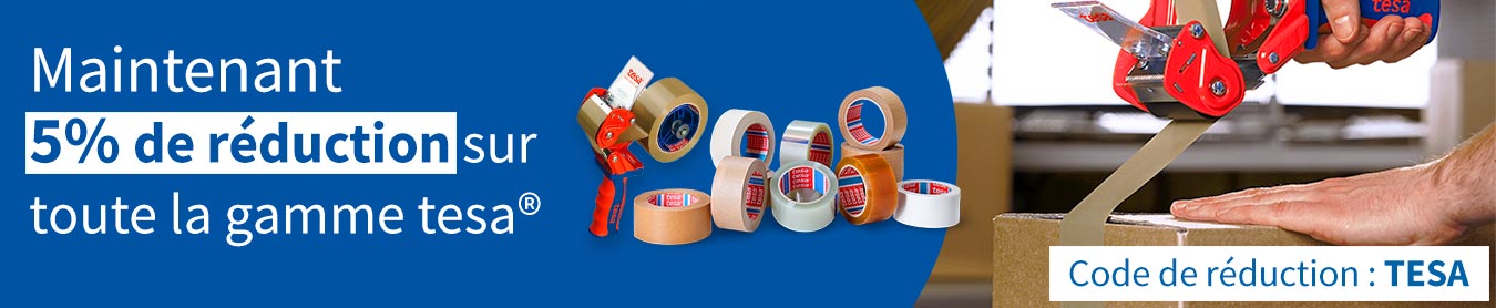 Profitez de 5% de réduction sur tous les produits de la gamme tesa® grâce au code promo TESA (image). Profitez de 5% de réduction sur tous les produits de la gamme tesa® grâce au code promo TESA (image).