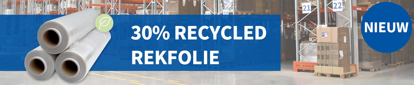 Ontdek hier onze nieuwe ecologische rekfolie 30% recycled (afbeelding) Ontdek hier onze nieuwe ecologische rekfolie 30% recycled (afbeelding)