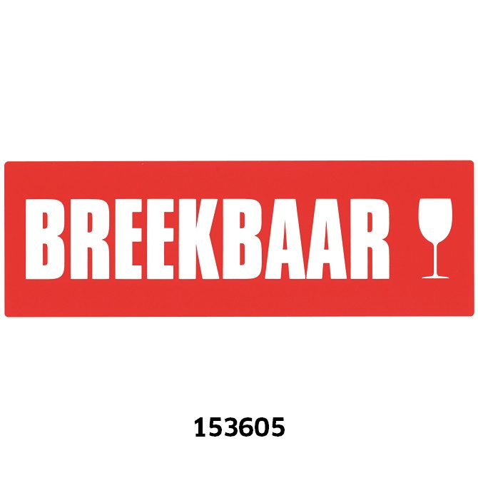 Etiket papier 165x56mm -Breekbar+Logo-